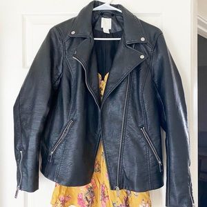Vegan Leather Biker Jacket Boxy Moto